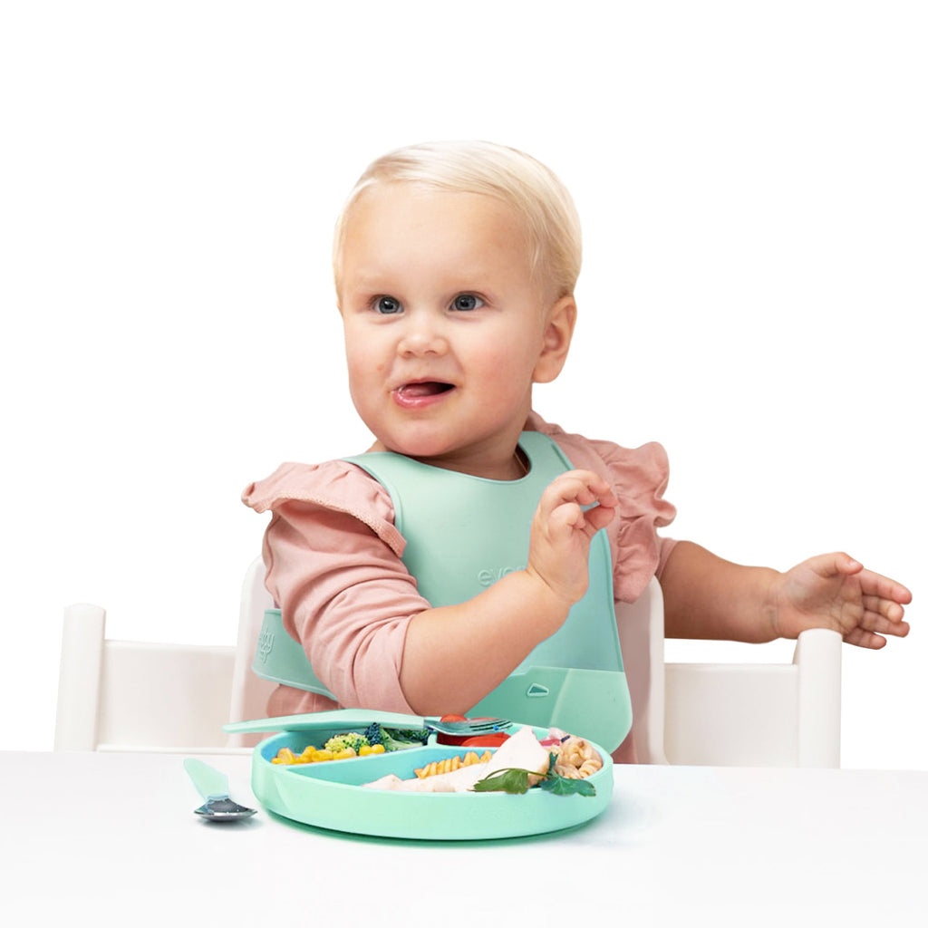 Silikoninė prilimpanti lėkštė "Mint Green"